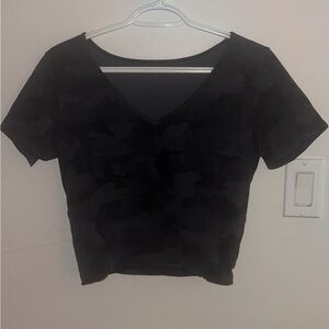 lululemon athletica Black Camouflage V-Neck Crop Top